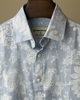 Sky Blue White Floral Print Shirt
