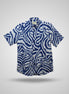 Men's Marine Blue Abstract Sleeve Shirt