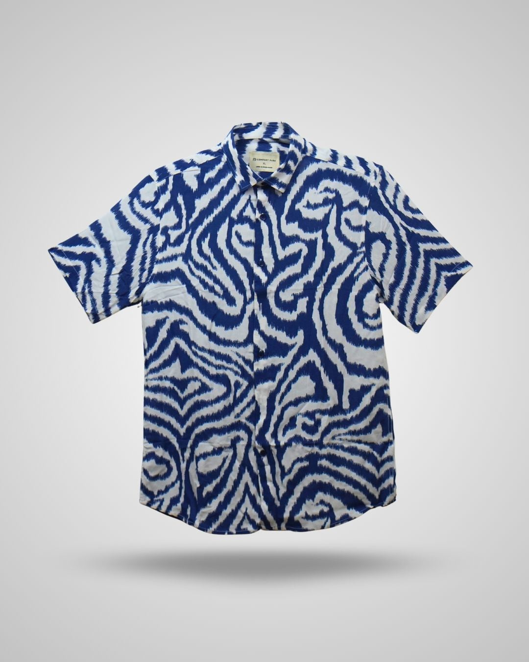 Men's Marine Blue Abstract Sleeve Shirt