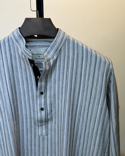 Light grey with multi-tone vertical stripes