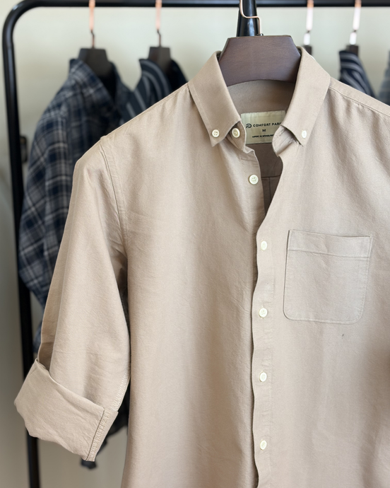Stone Beige oxford cotton shirt
