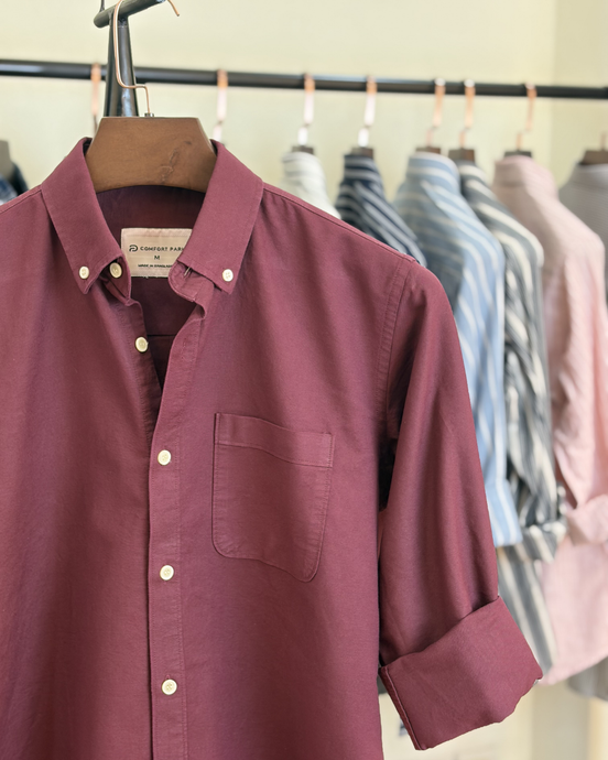 Vintage Maroon oxford cotton shirt