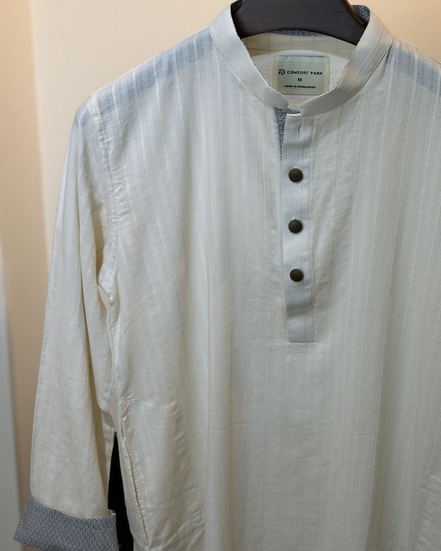 Off white with tonal self-stripes