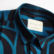 Men's Navy Blue Abstract Half Sleeve Shirt | Midnight Maze