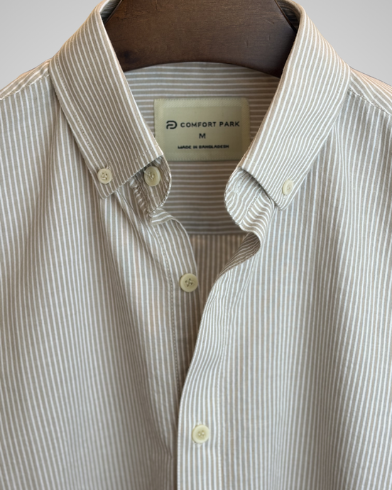 Light beige with white pinstripes shirt