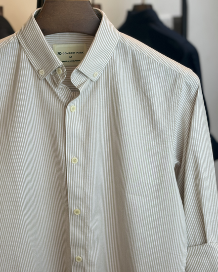 Light beige with white pinstripes shirt