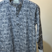 White base with navy blue paisley print