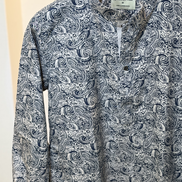 White base with navy blue paisley print