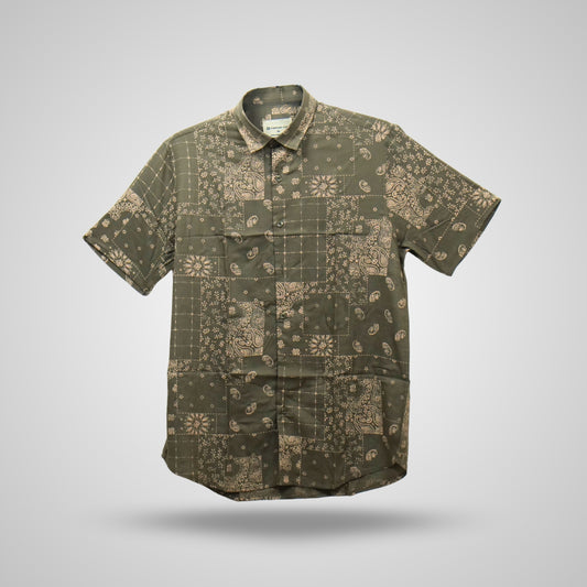 Men's Grey Brown Abstract Sleeve Shirt | Sandstone