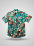 Men's Blue and Dark Peach Abstract Sleeve Shirt