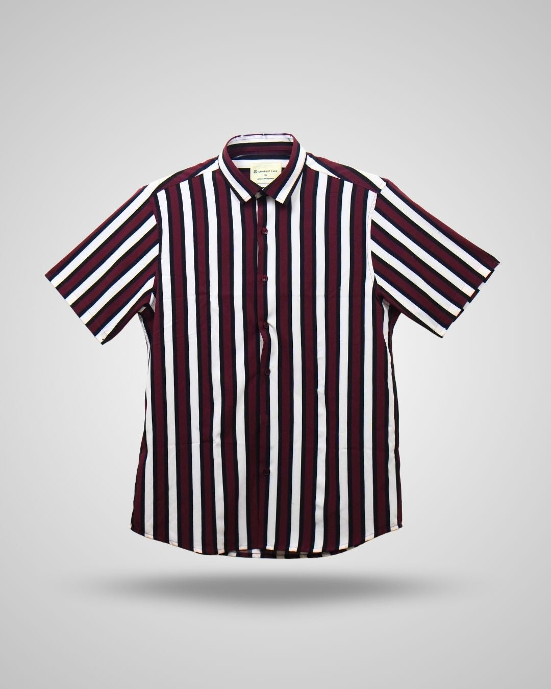 Men's Maroon & White Vertical Striped Sleeve Shirt | Urban Stripe