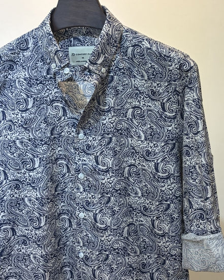 Navy and Cream Paisley Print Shirt