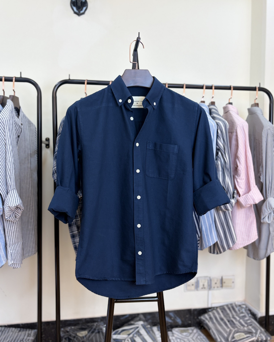 Dark Sapphire Blue oxford cotton shirt