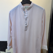 Baby pink with  Soft pastel sky blue with subtle tonal self-stripes