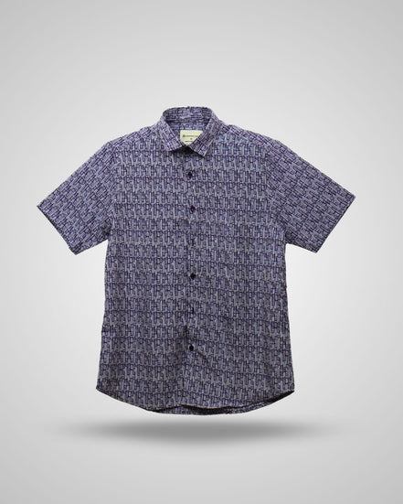 Men's Pastel Purple Abstract Half Sleeve Shirt