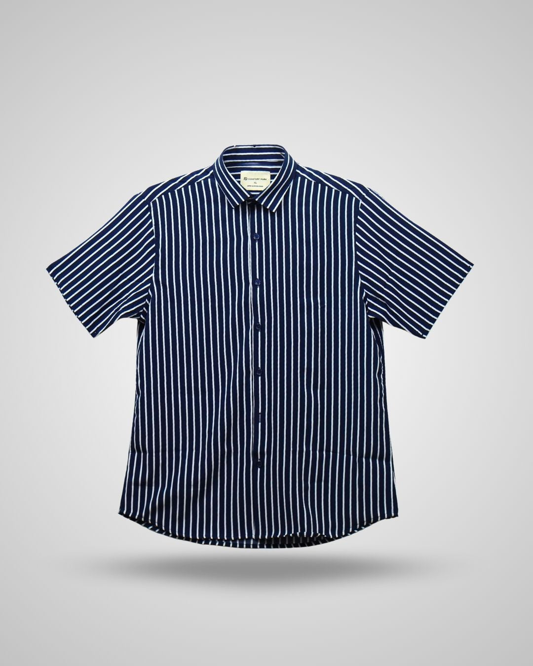 Men's Navy Blue Pinstripe Short Sleeve Shirt