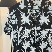 Black and white tropical print half shirt