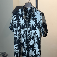 Black and white tropical print half shirt