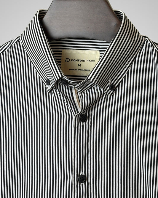 Black and White Vertical Striped Shirt