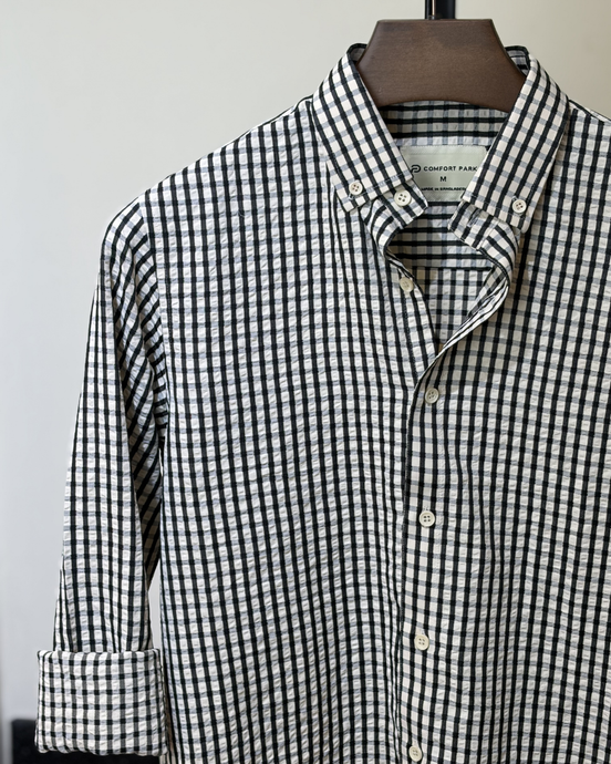 Black & off White Stripe Seersucker
