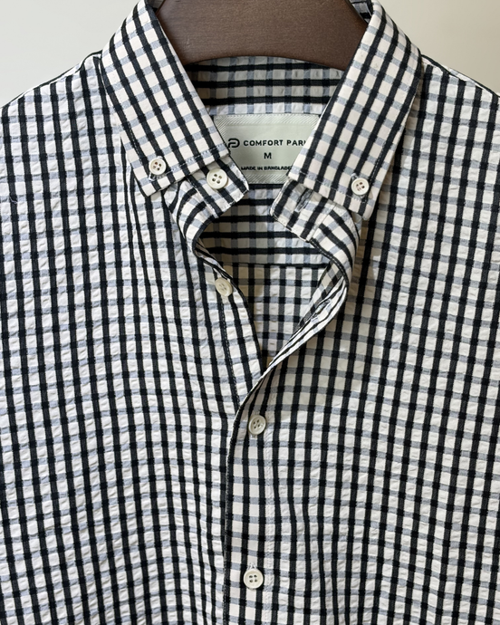 Black & off White Stripe Seersucker