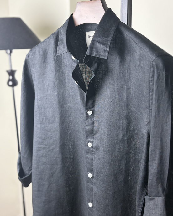 Black solid Linen shirt