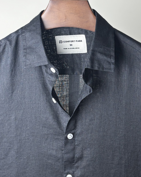 Black solid Linen shirt