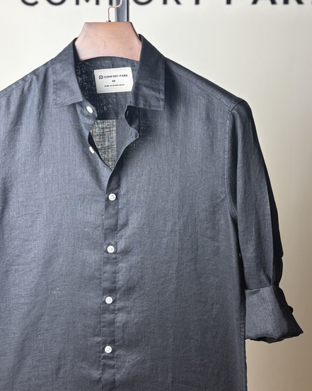 Black solid Linen shirt