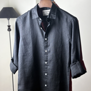 Black solid Linen shirt