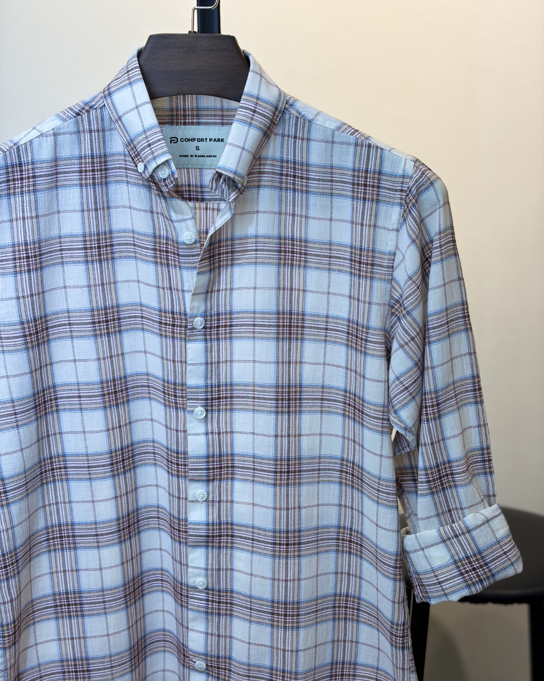 Blue Brown Plaid Check Shirt