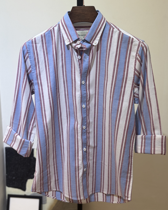 Blue & Burgundy Wide Stripe