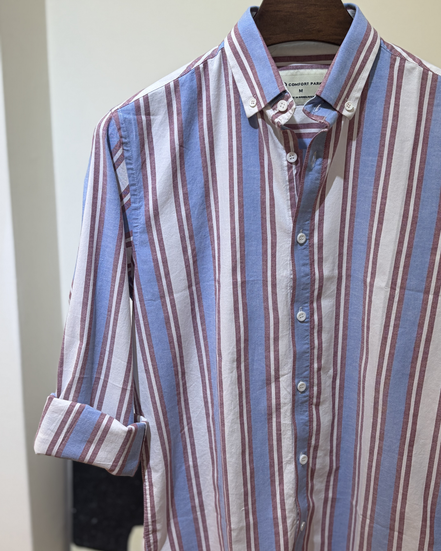 Blue & Burgundy Wide Stripe