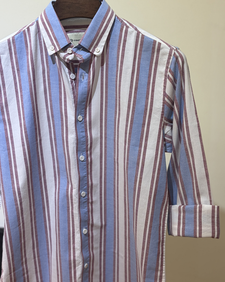 Blue & Burgundy Wide Stripe