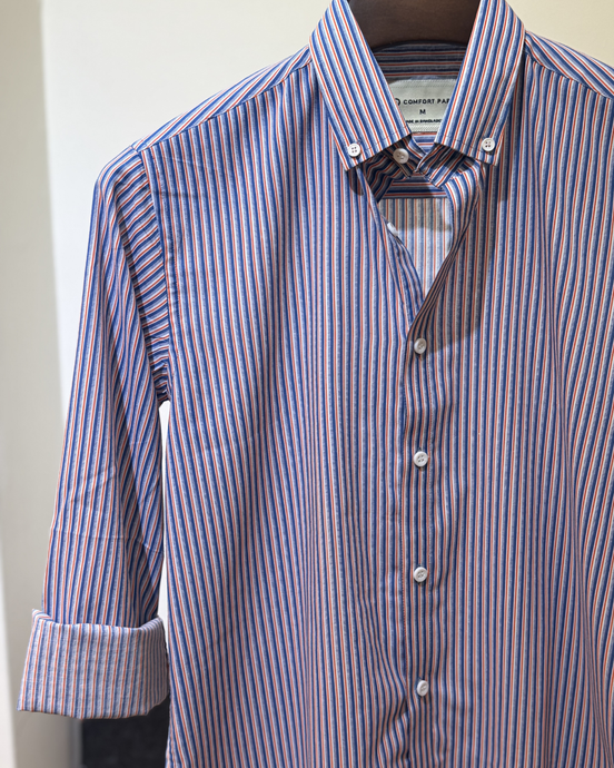 Blue, Red & White Fine Stripe