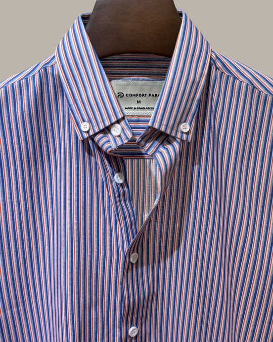 Blue, Red & White Fine Stripe