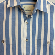 Blue & White Bold Striped Overshirt