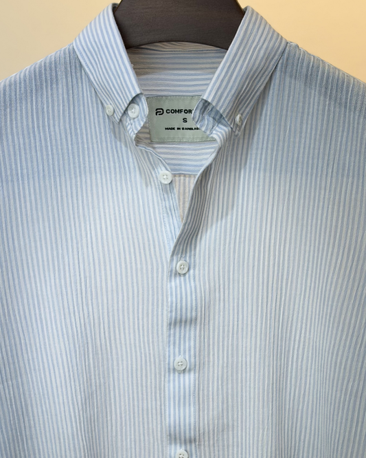 Blue White Stripe Seersucker Shirt