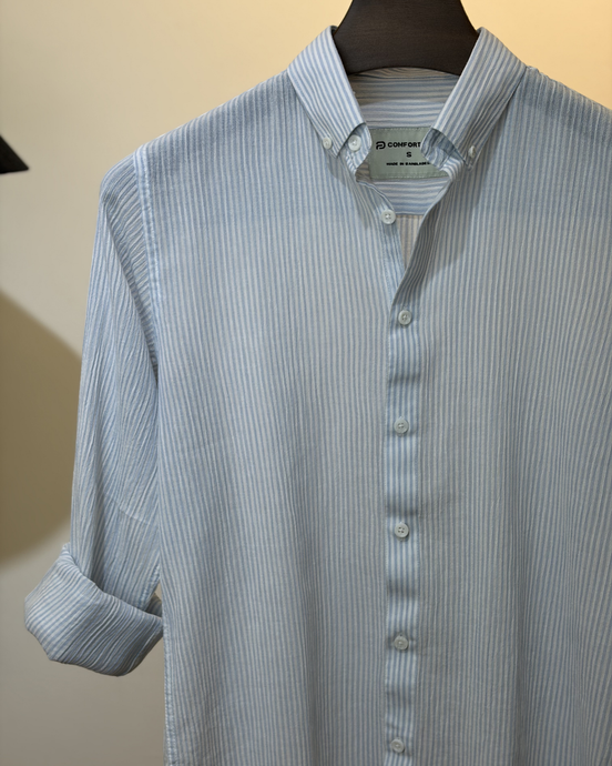 Blue White Stripe Seersucker Shirt