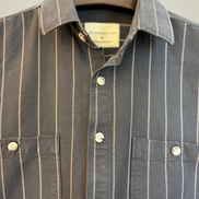 Charcoal Grey & Beige Striped Overshirt
