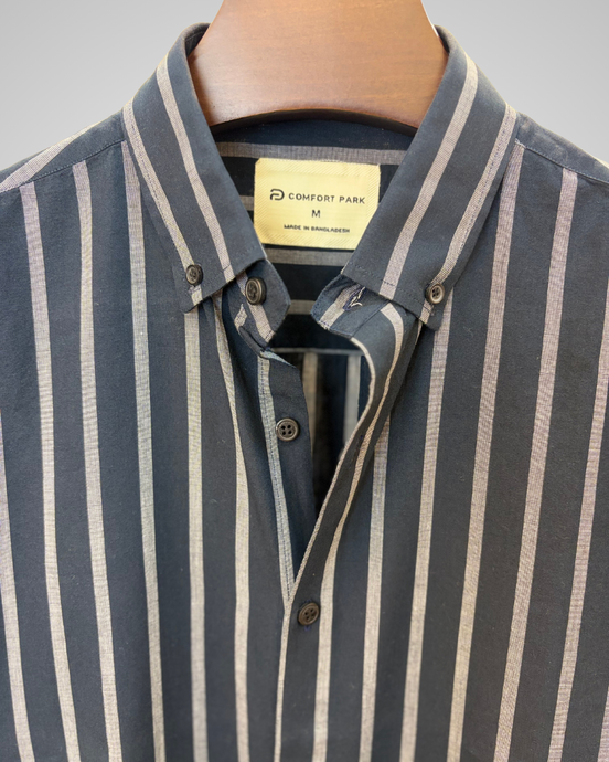Charcoal Navy Vertical Stripe Shirt