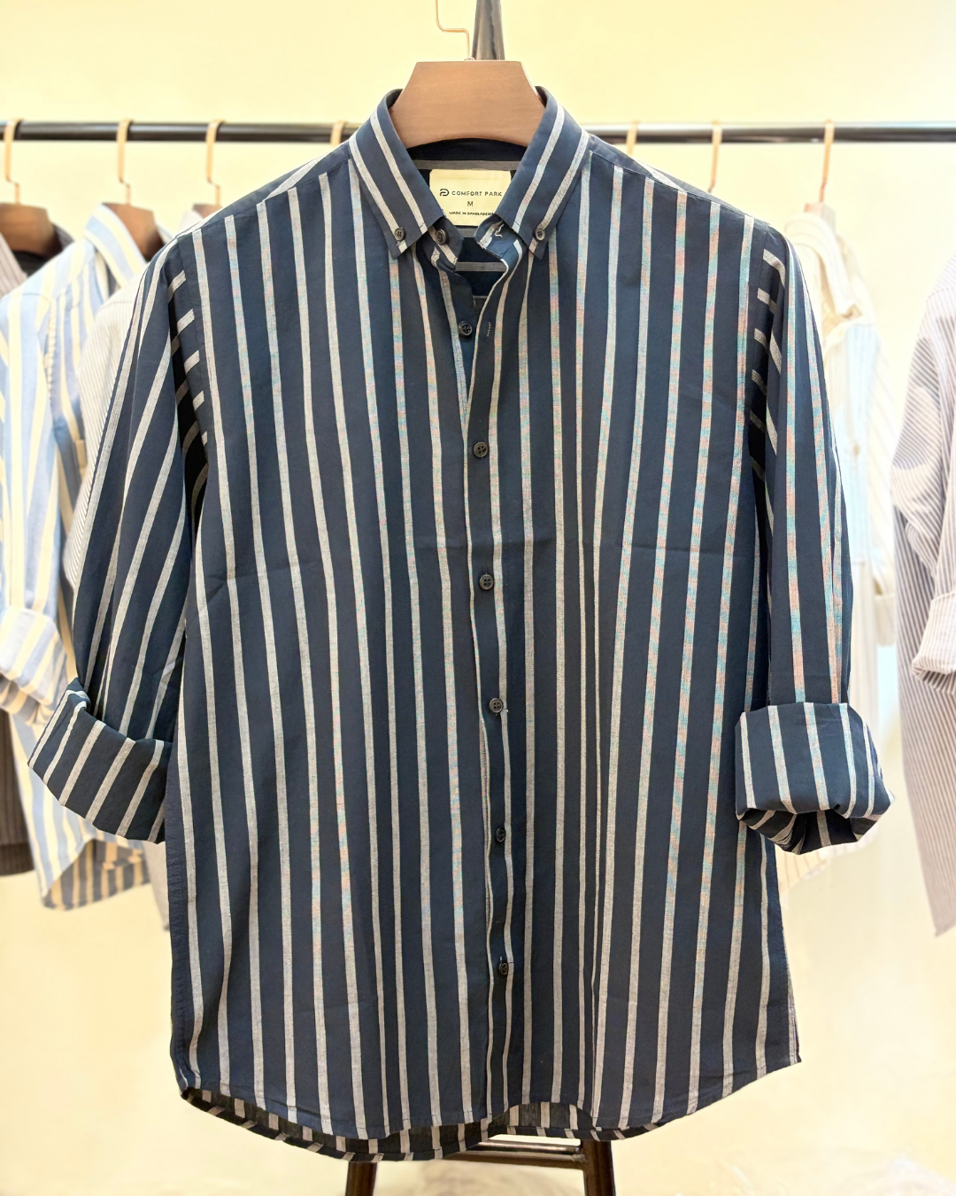 Charcoal Navy Vertical Stripe Shirt