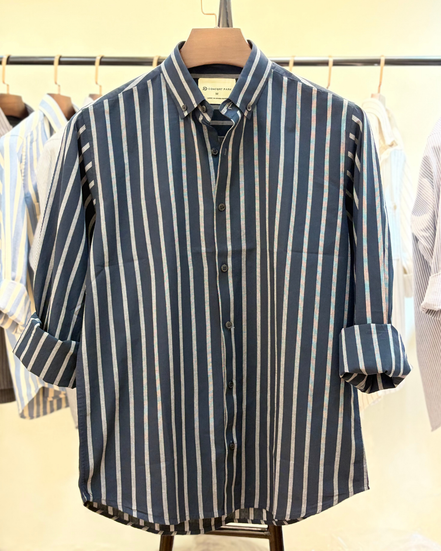 Charcoal Navy Vertical Stripe Shirt