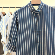 Charcoal Navy Vertical Stripe Shirt