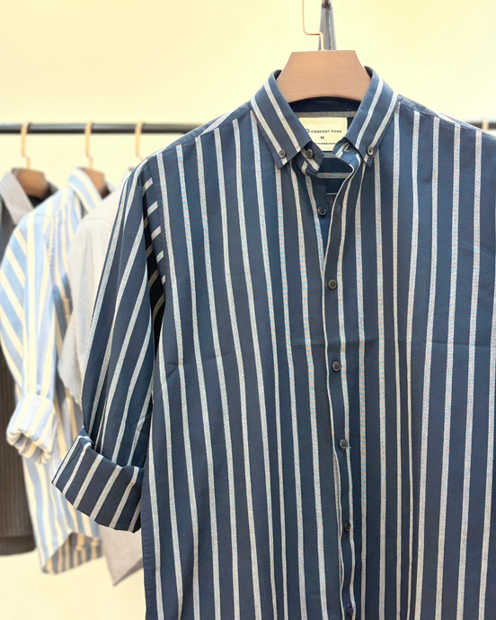 Charcoal Navy Vertical Stripe Shirt