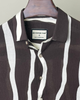 Coffee Stripe Textured Half Shirt