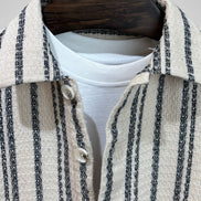 Cream & Charcoal Vertical Stripe Overshirt