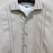 Cream Stripe Textured Overshirt