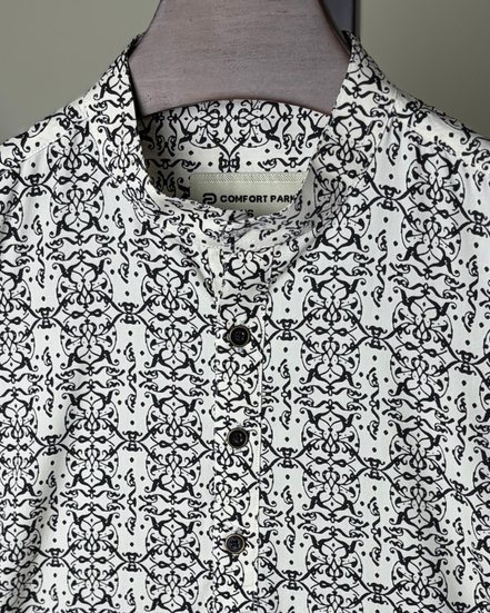 Cream & black damask print katua