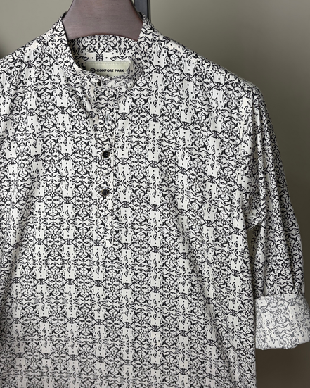 Cream & black damask print katua