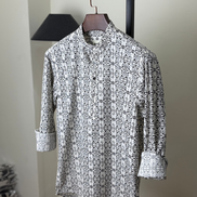 Cream & black damask print katua